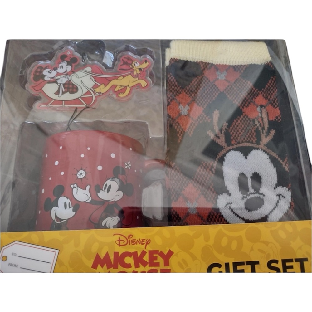 Disney Mickey Mouse Red Mug and Black Socks Set